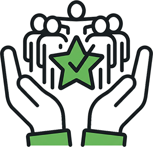 Icon representing corporate social impact, CSR verification, and social audits.