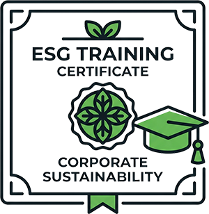 Icon representing comprehensive ESG training programs and globally recognized sustainability certifications for professionals.